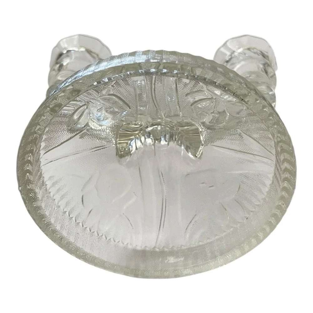Jeannette Iris & Herringbone Depression Glass‎ Double Candlestick Holder
